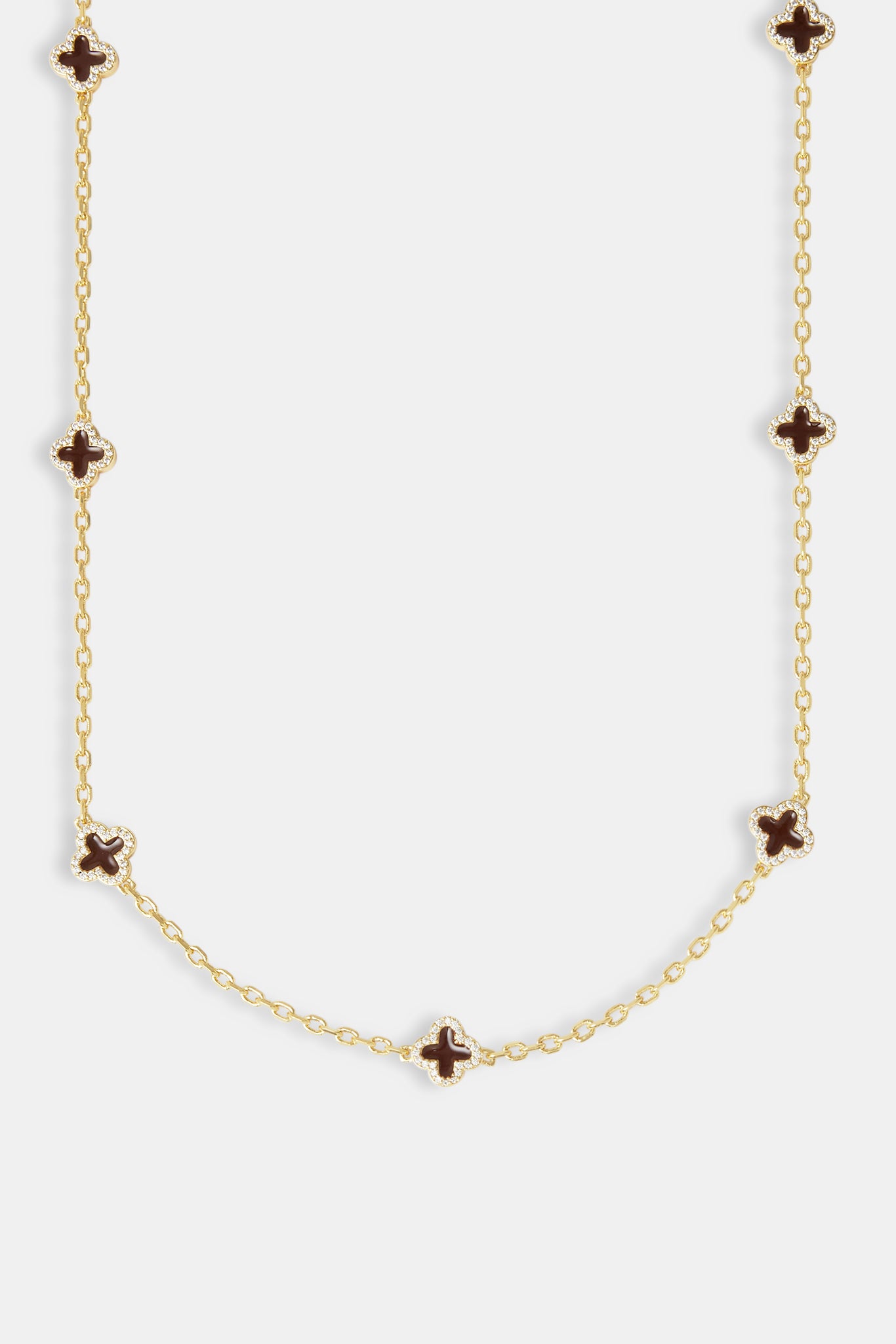 10 mm Rolo-Gliederkette mit Schokoladen-Emaille-Motiv – Gold